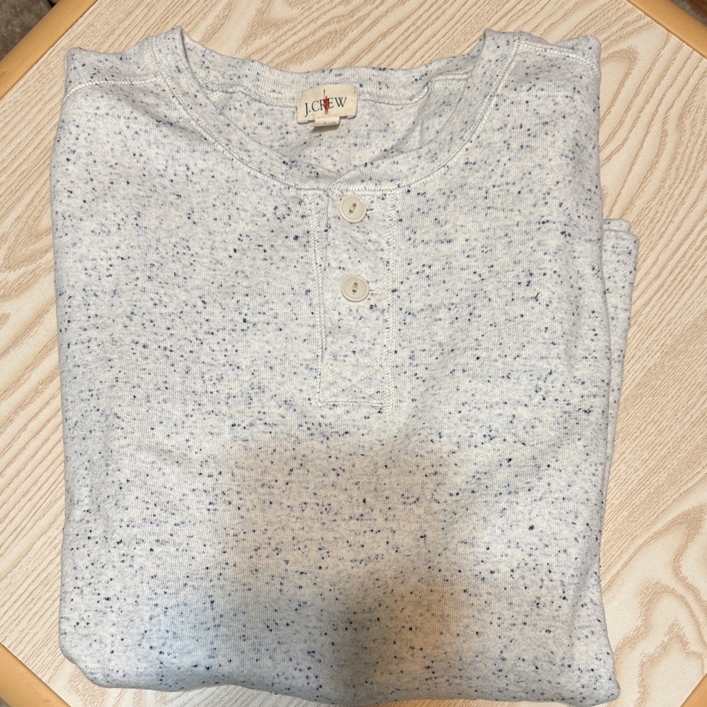 J. Crew Light Heather Speckled Henley Tee
